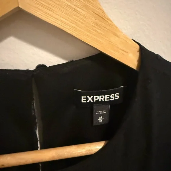 Express women's Long Sleeve Tiered Ruffle Short Black Dress 
size M - Picture 4 of 9